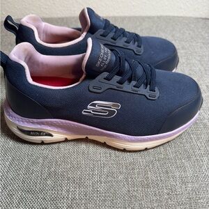 Skechers Alloy Toe Work Shoes Navy Blue Women Sz 6 Slip Resistant